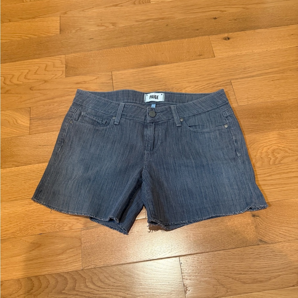 PAIGE Denim Blue Rolled Hem Shorts